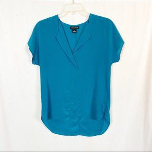 Trouve blue 100% silk short sleeve top size medium
